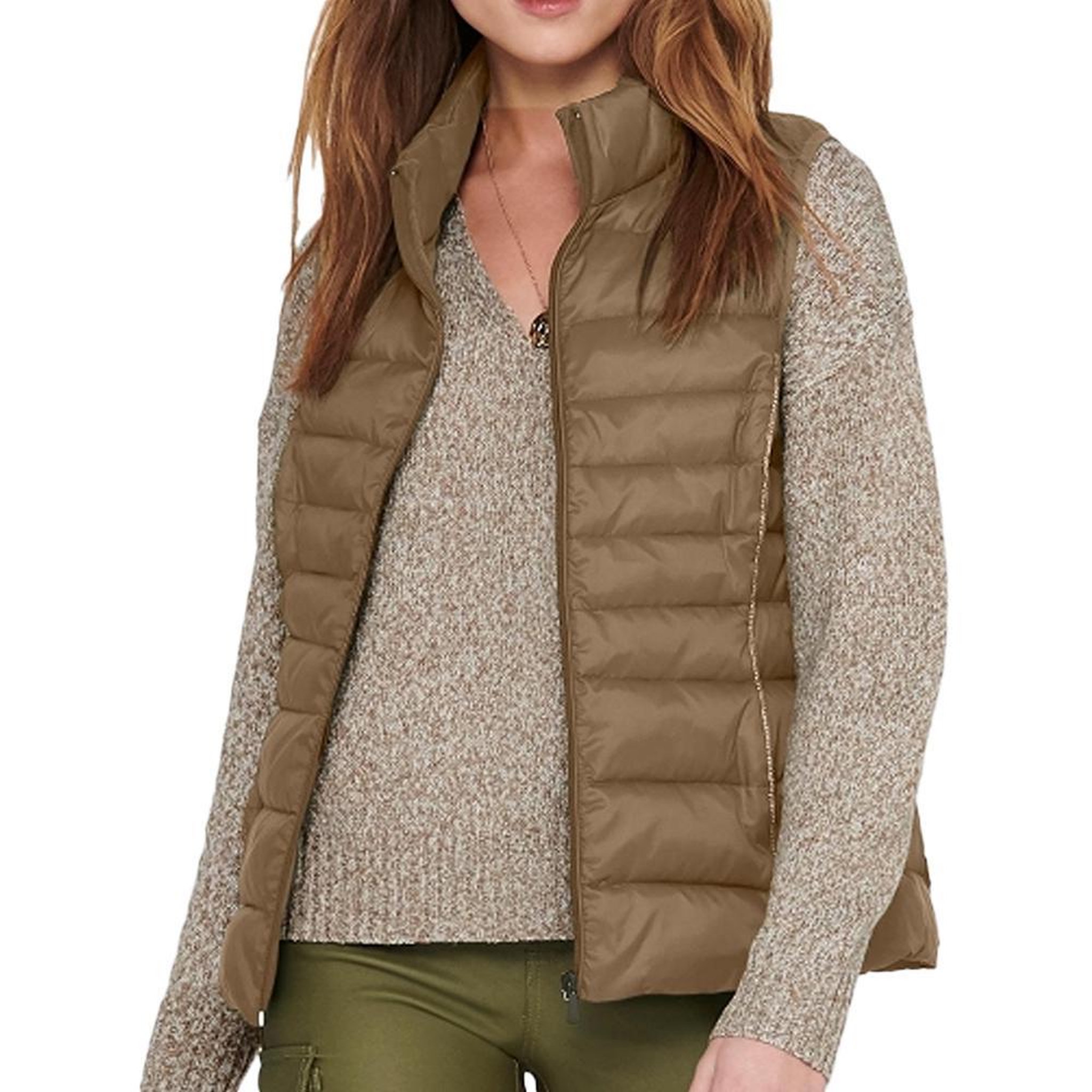 Only Doudoune Sans Manches  Femme Only Quilted 15225157. Coloris disponibles : Marron