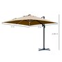 OUTSUNNY Parasol déporté carré parasol LED inclinable pivotant 360° manivelle piètement acier dim. 3L x 3l x 2,66H m beige