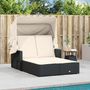 Voir la diapositive 3 : VIDAXL Chaise longue double et auvent et coussins noir resine tressee