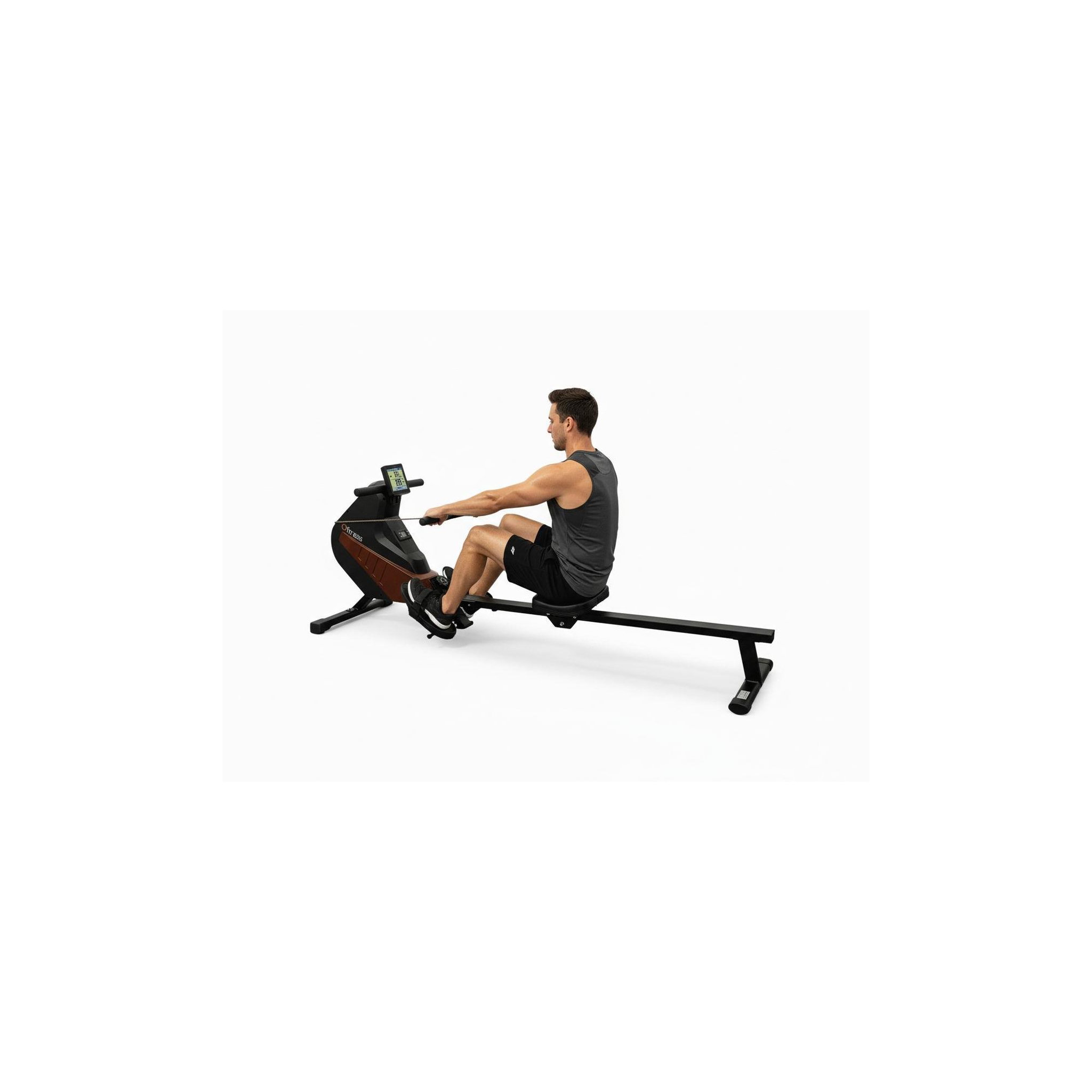 Voir la diapositive 2 : O'Fitness Rameur d'appartement à tirage central - o'fitness - compteur 5 fonctions - roue magnétique : 5 kg