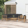 Voir la diapositive 1 : VIDAXL Salon de jardin 7 pcs avec coussins gris fonce bambou