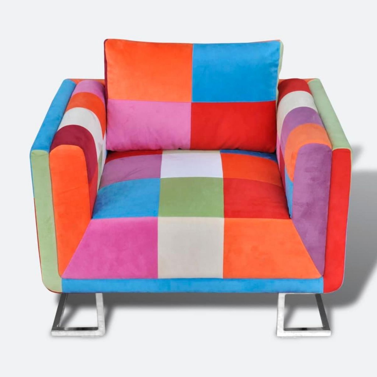 VIDAXL Fauteuil cube avec design de patchwork Chrome Tissu
