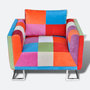 Voir la diapositive 2 : VIDAXL Fauteuil cube avec design de patchwork Chrome Tissu