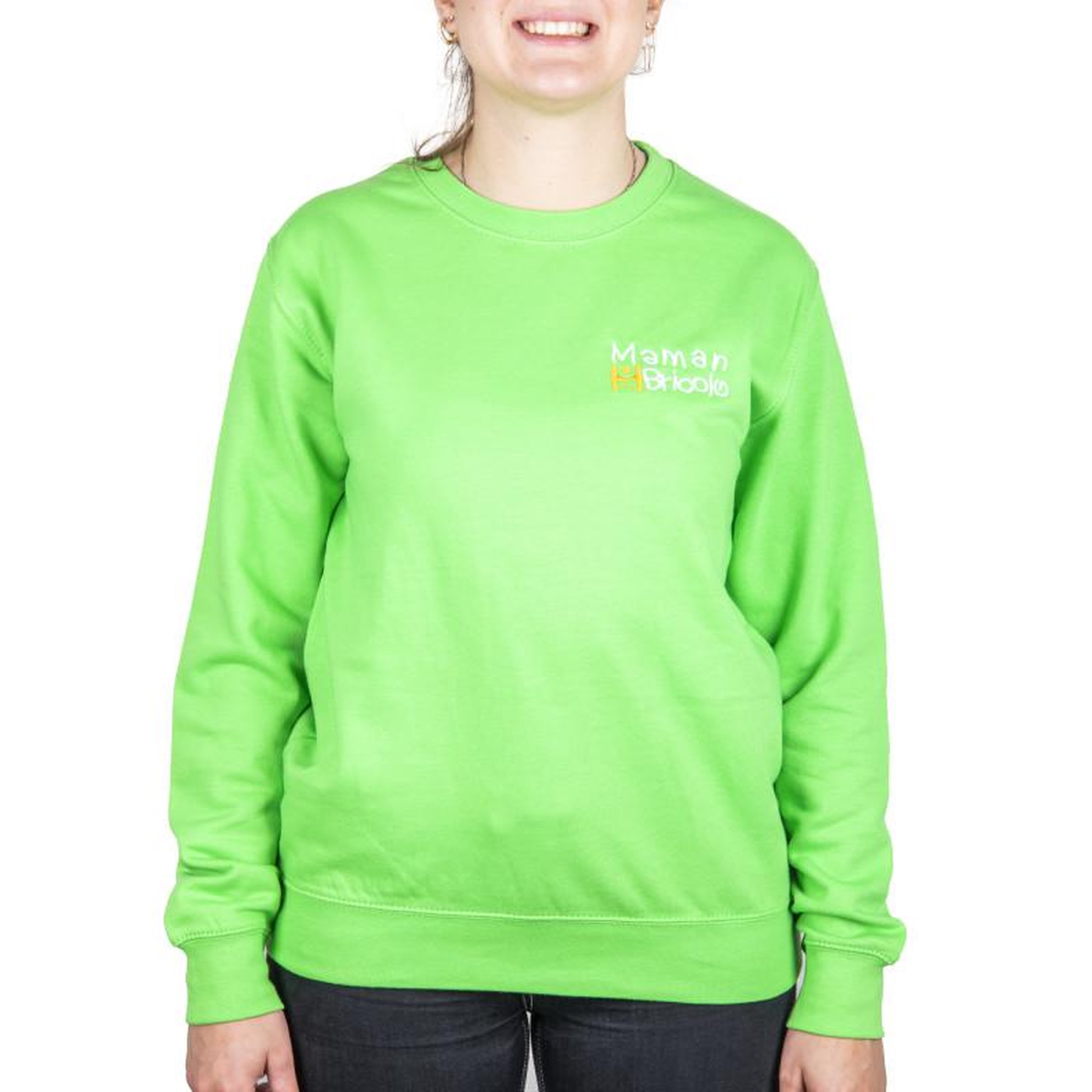 Voir la diapositive 3 : NOTRE SELECTION Sweat col rond Maman Sobricolo vert fluo TS SWJH030LIS
