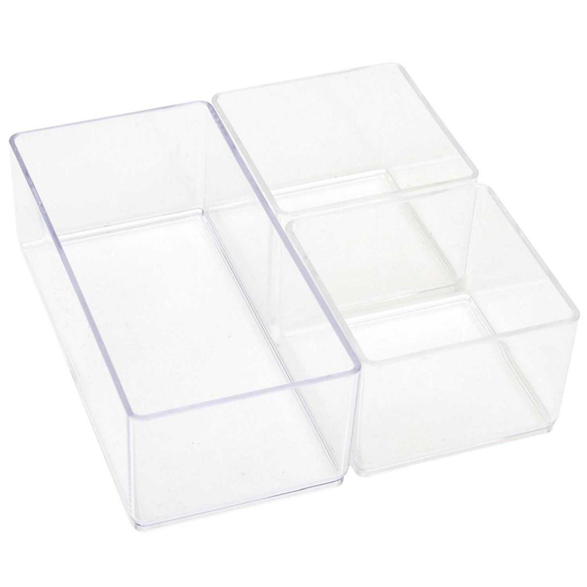Voir la diapositive 2 : Cosmetic Club Lot de 3 organisateurs de tiroir  cosmétique  15cm transparent