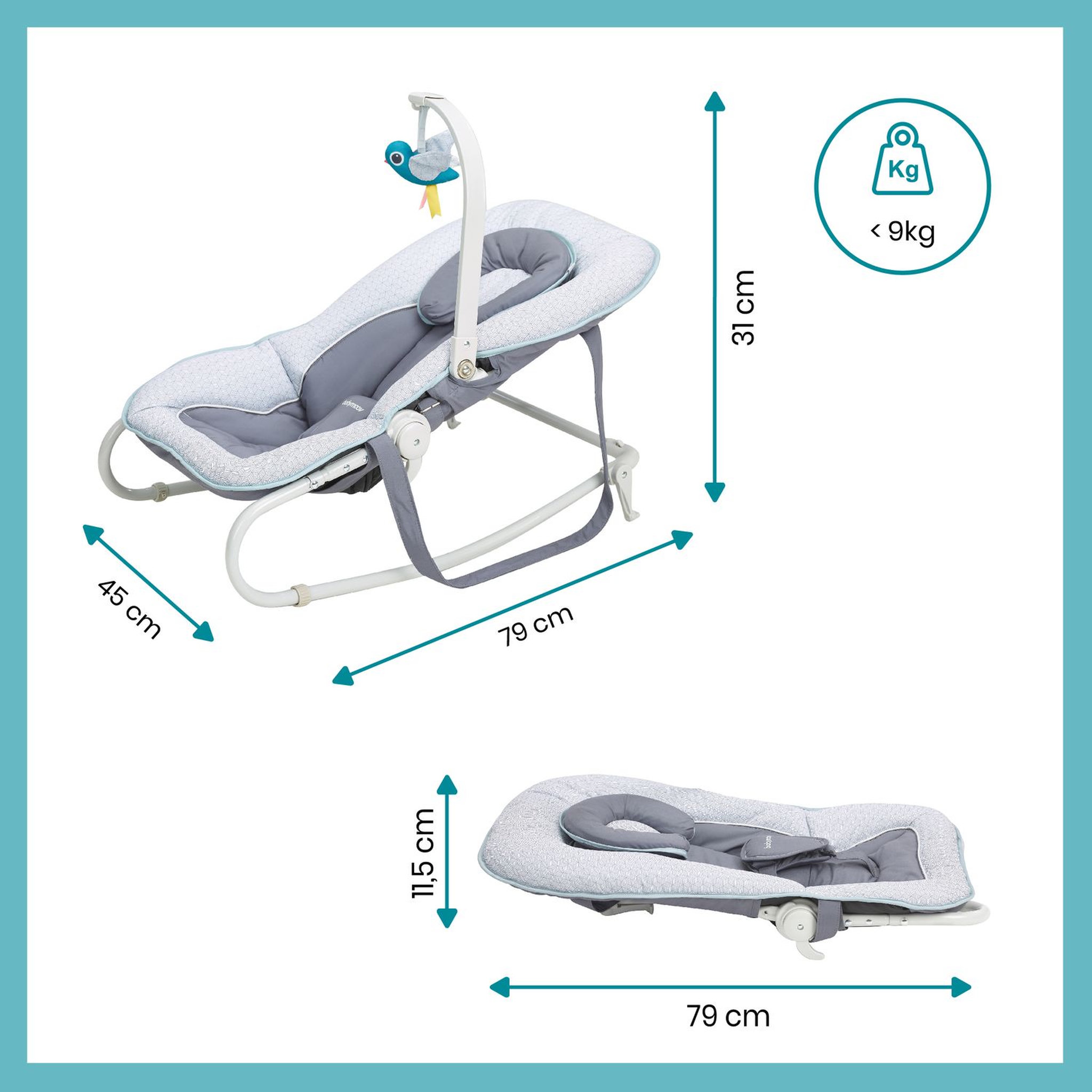 Voir la diapositive 8 : BABYMOOV Transat balancelle bébé Graphik - Bleu