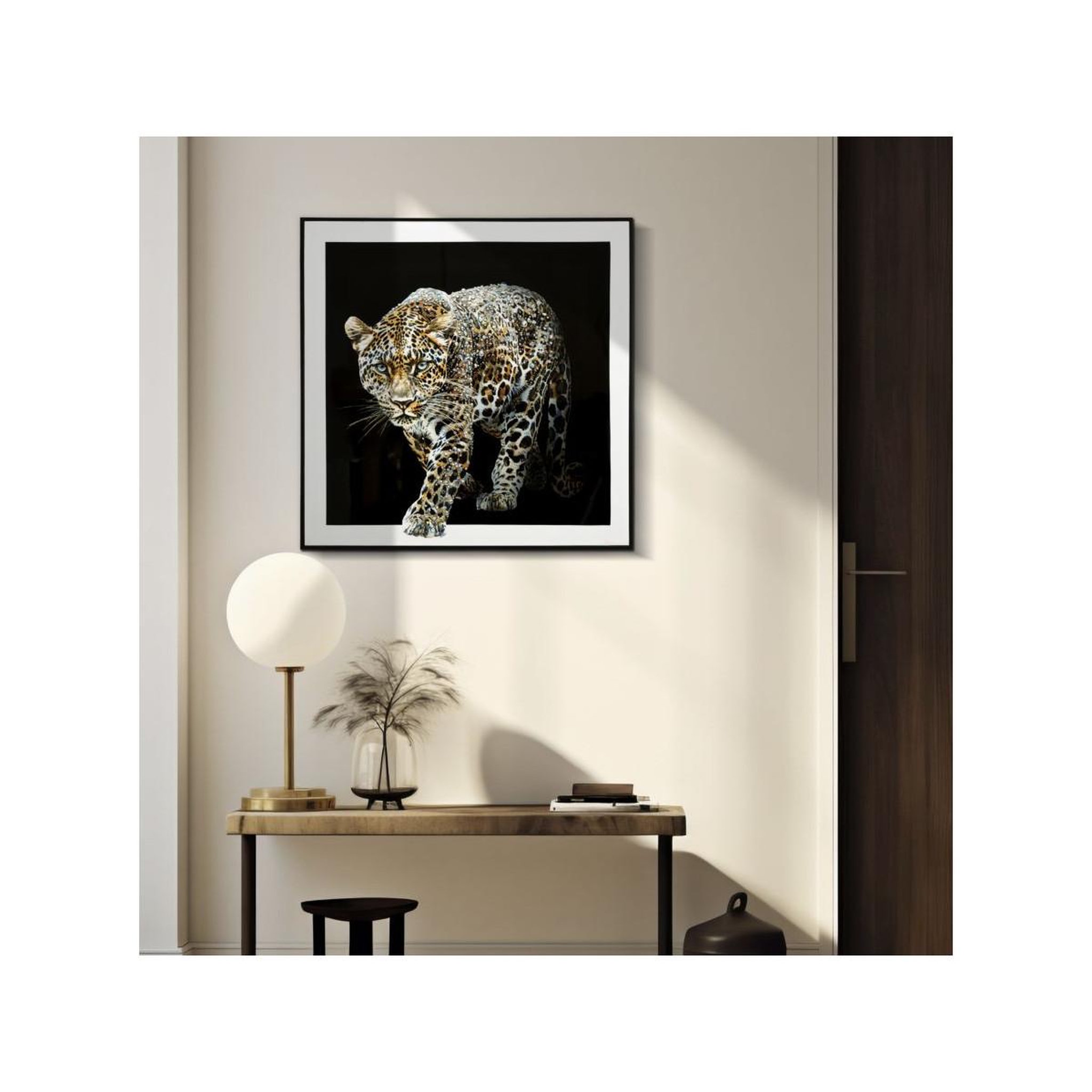 Voir la diapositive 5 : Paris Prix Tableau peinture  jaguar  82x82cm multicolore