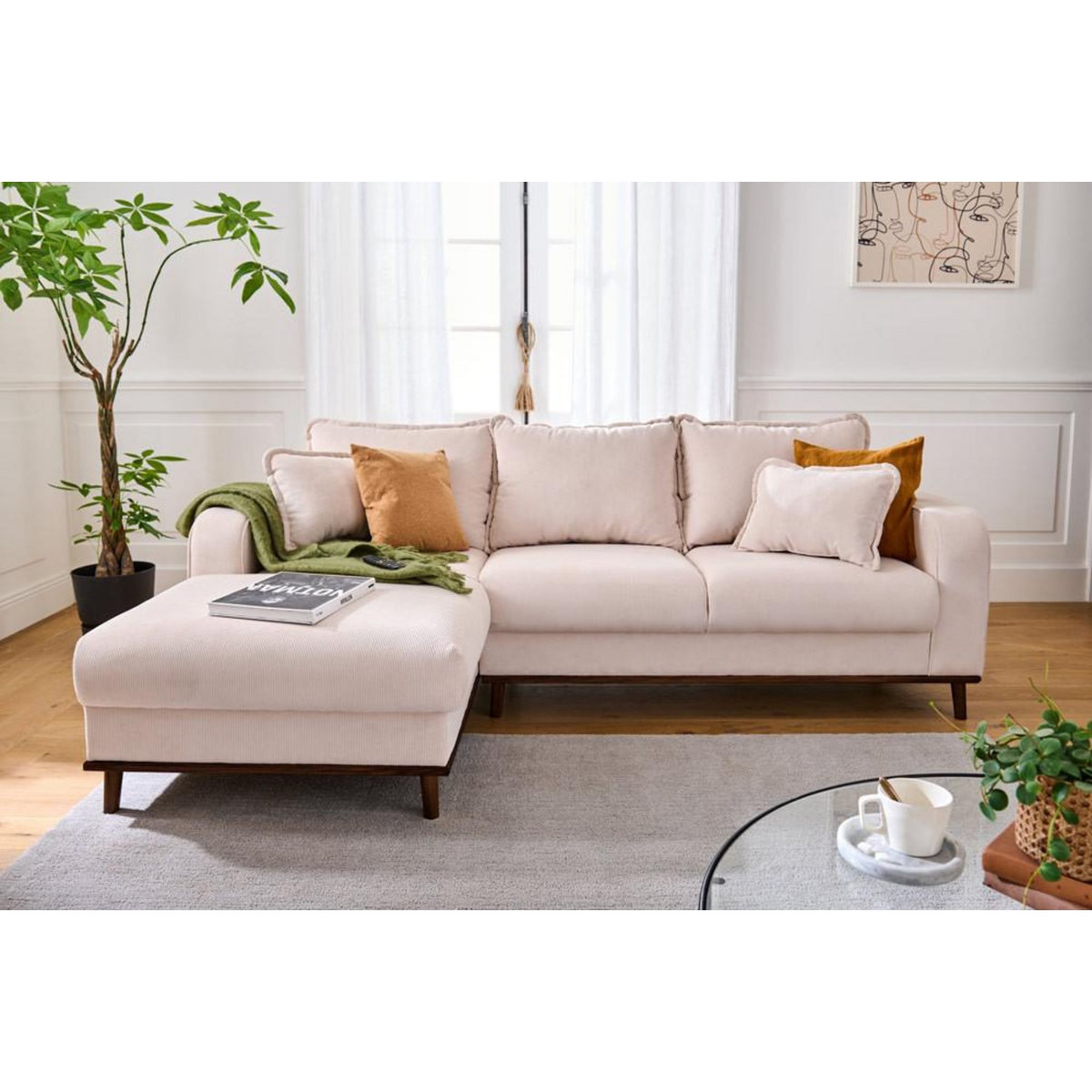 LISA DESIGN Albane - canapé d'angle gauche - 4 places - en velours côtelé