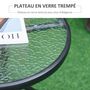 Voir la diapositive 4 : OUTSUNNY Table basse ronde bistro de jardin dim. Ø 50 x 55H cm piètement trépied métal époxy noir plateau verre trempé