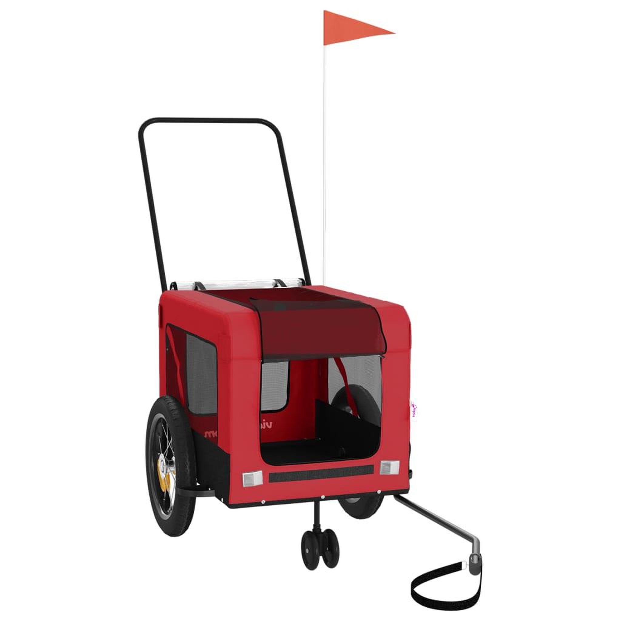 Voir la diapositive 2 : VIDAXL Remorque de velo pour animaux de compagnie rouge et noir