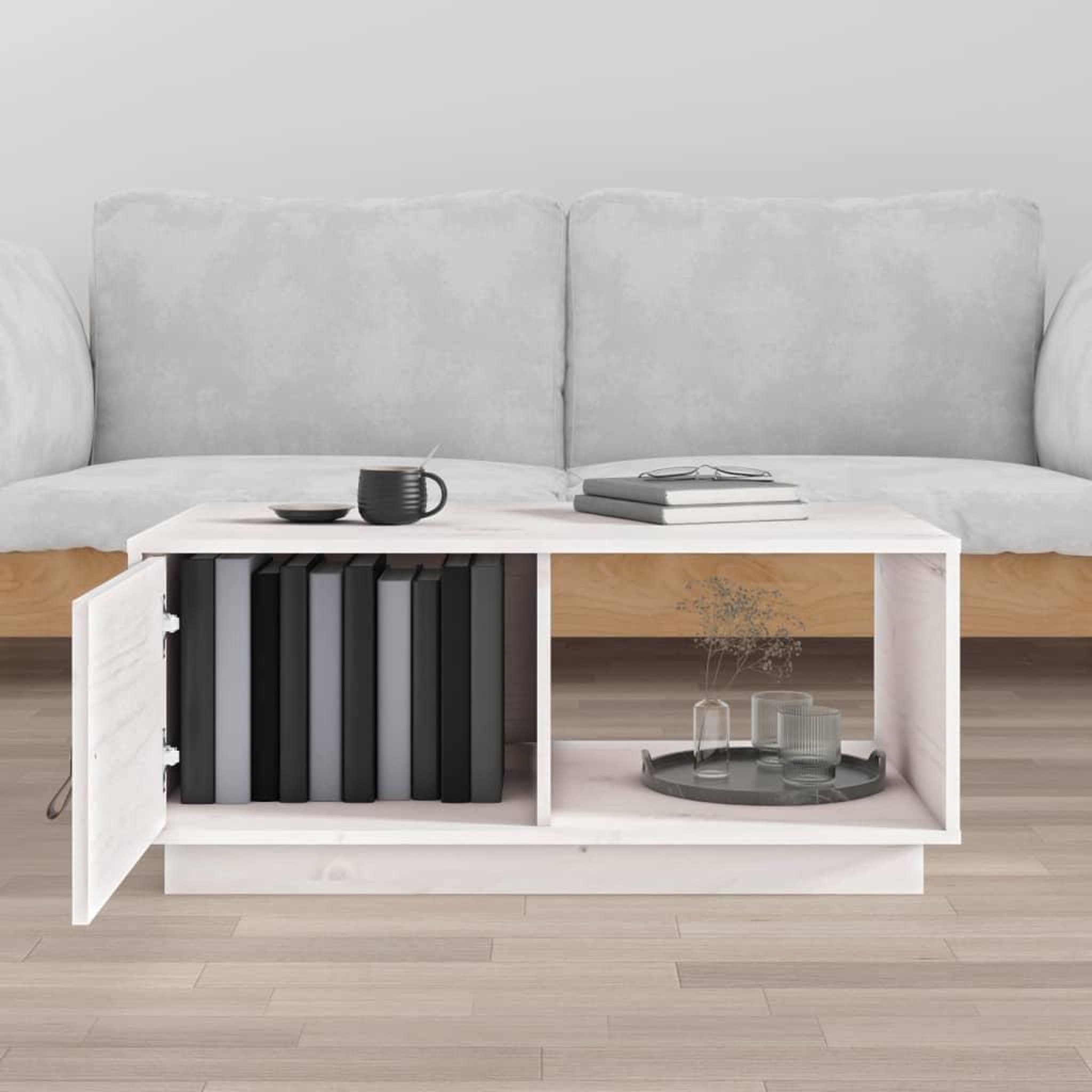 Voir la diapositive 3 : VIDAXL Table basse Blanc 80x50x35,5 cm Bois massif de pin