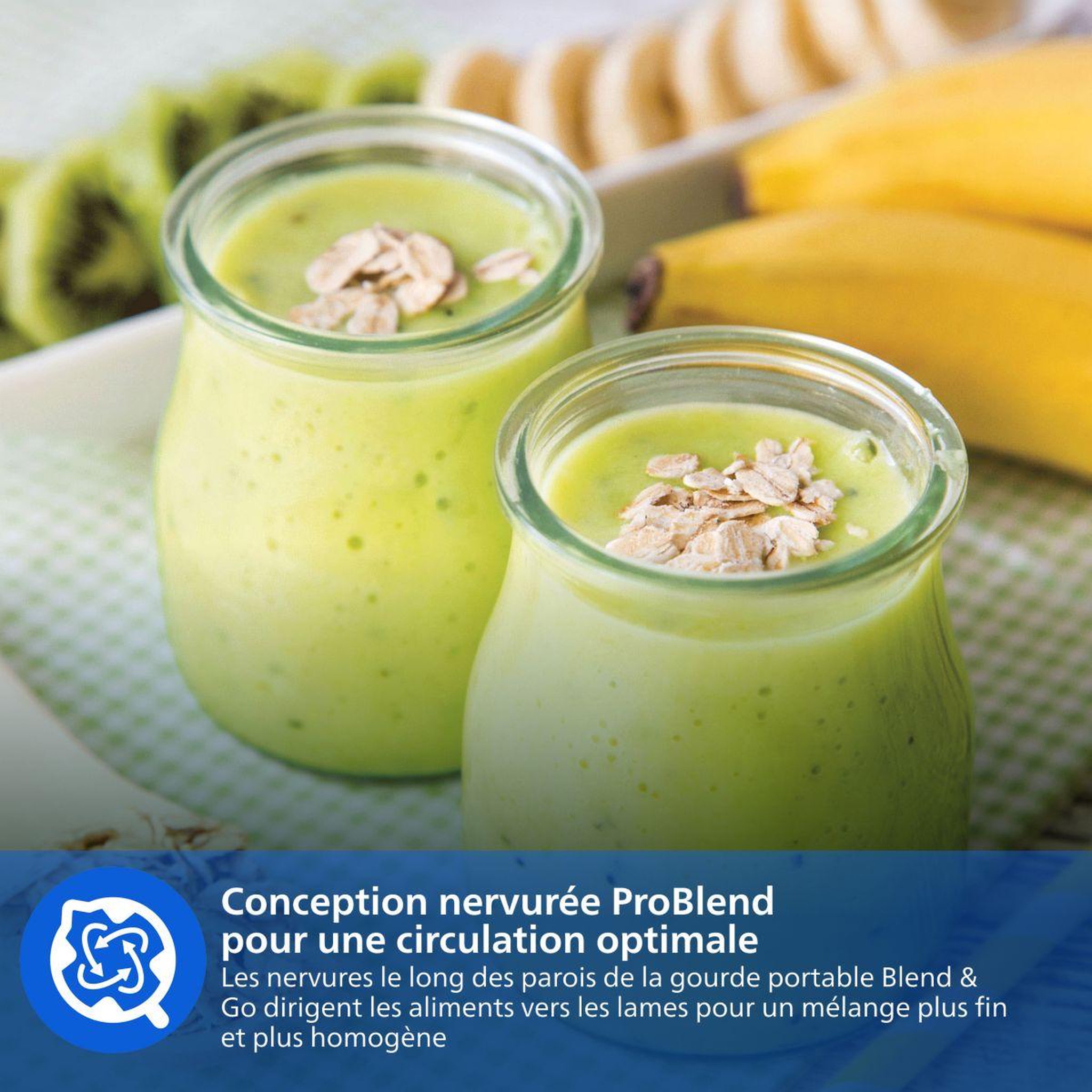 Voir la diapositive 4 : Philips Blender hr2672/02 blender mixeur bleu série 3000, x2 gourdes blend & go 0.6l, 350w