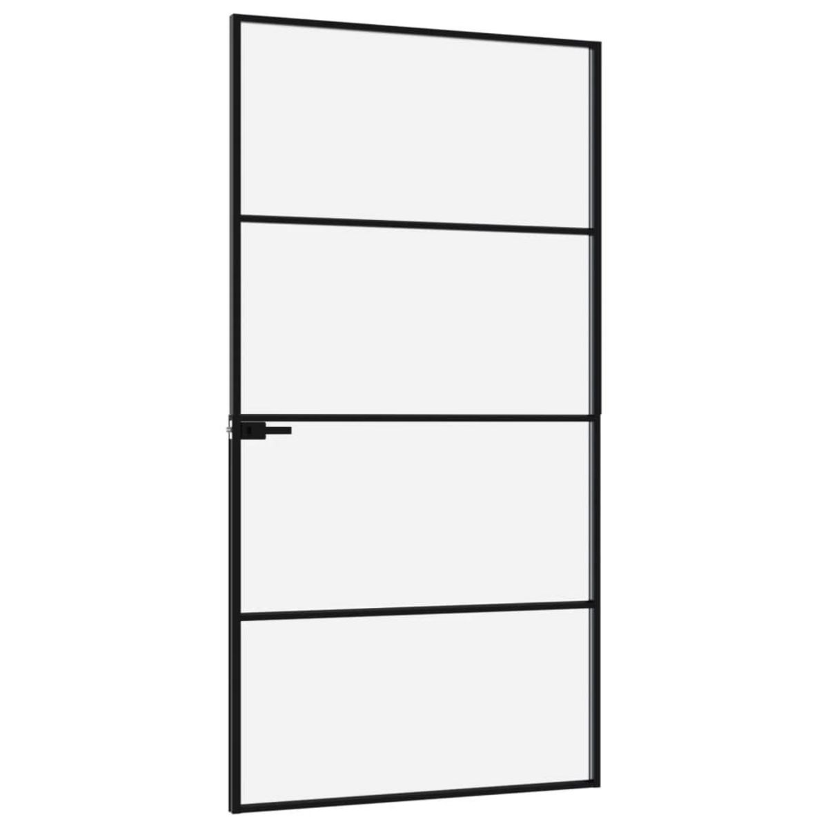 VIDAXL Porte d'interieur Noir 102x201,5 cm Trempe verre aluminium fin