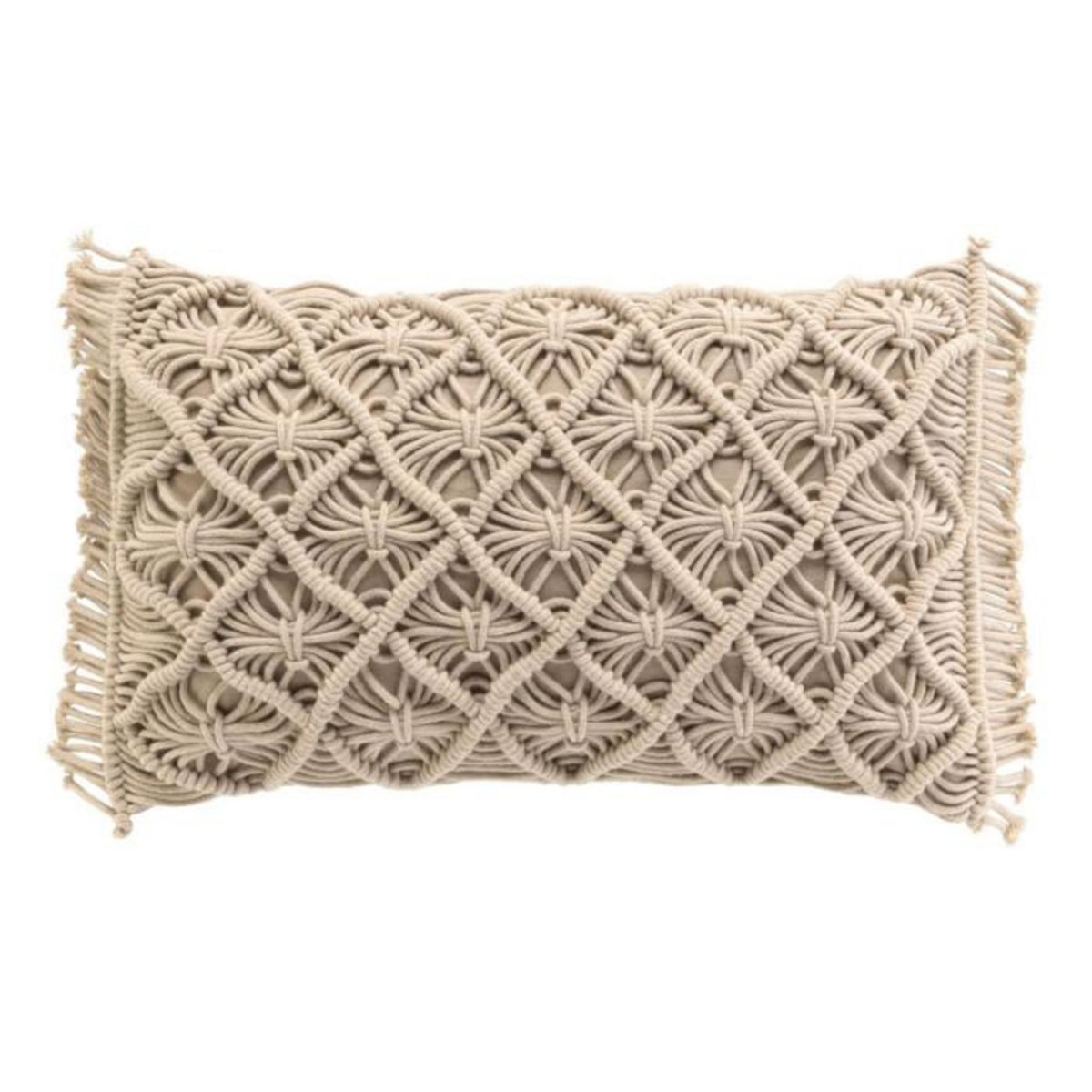 Paris Prix Coussin Déco Macramé  Indy  30x50cm Naturel