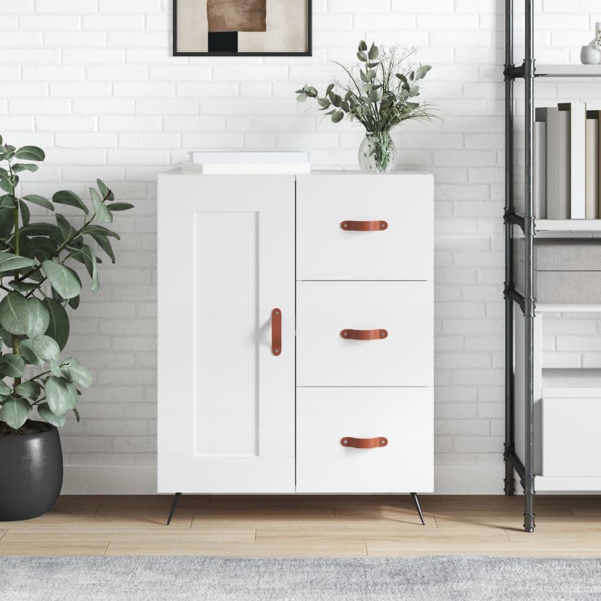 VIDAXL Buffet Blanc brillant 69,5x34x90 cm Bois d'ingenierie