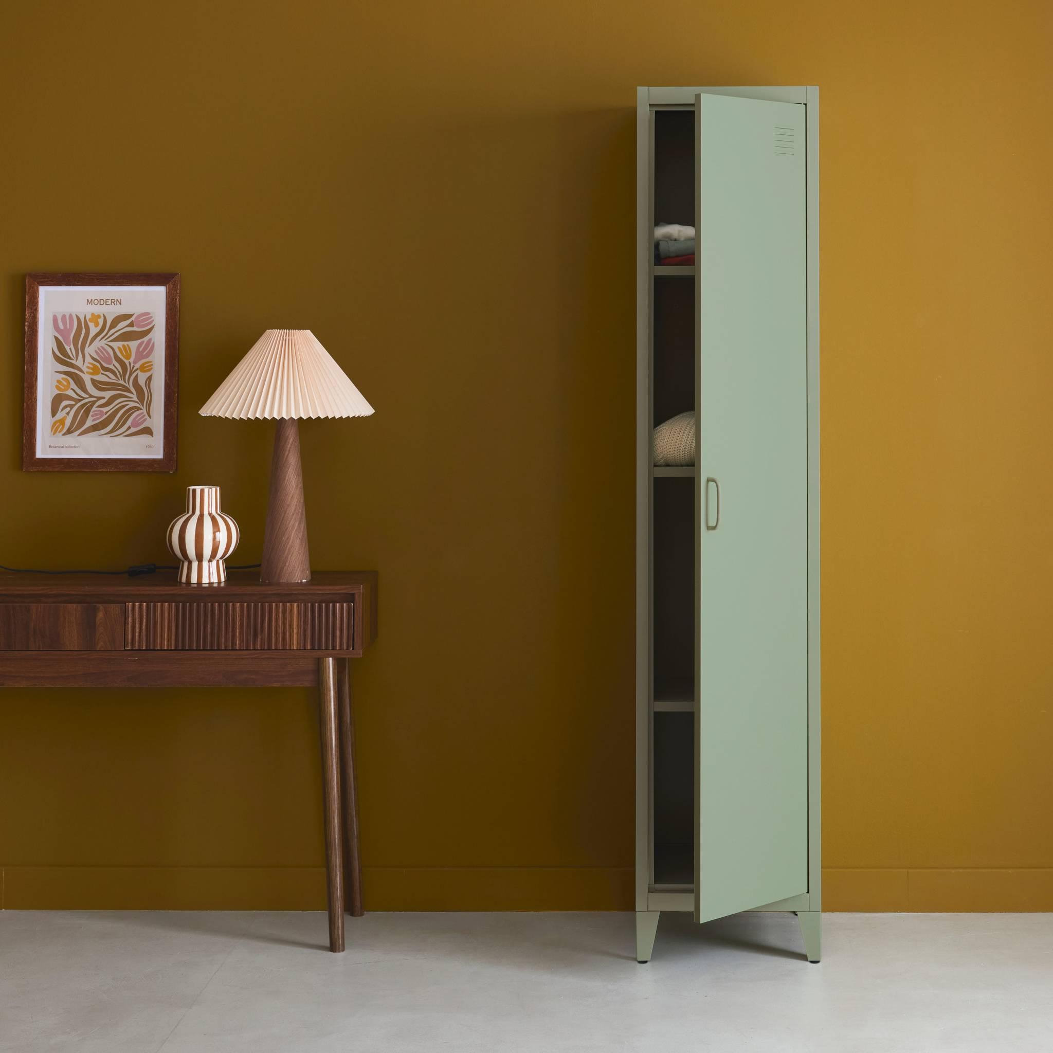 Voir la diapositive 3 : SWEEEK Armoire chambre industrielle métal, 4 espaces de rangement