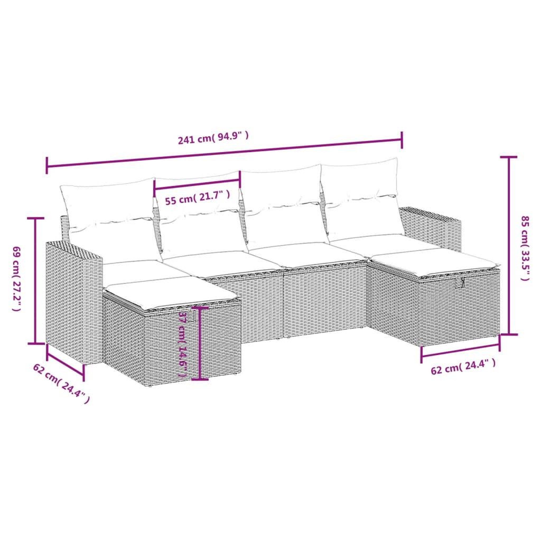 Voir la diapositive 5 : VIDAXL Salon de jardin 6 pcs avec coussins noir resine tressee