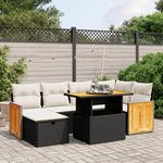 VIDAXL Salon de jardin 7 pcs avec coussins noir resine tressee