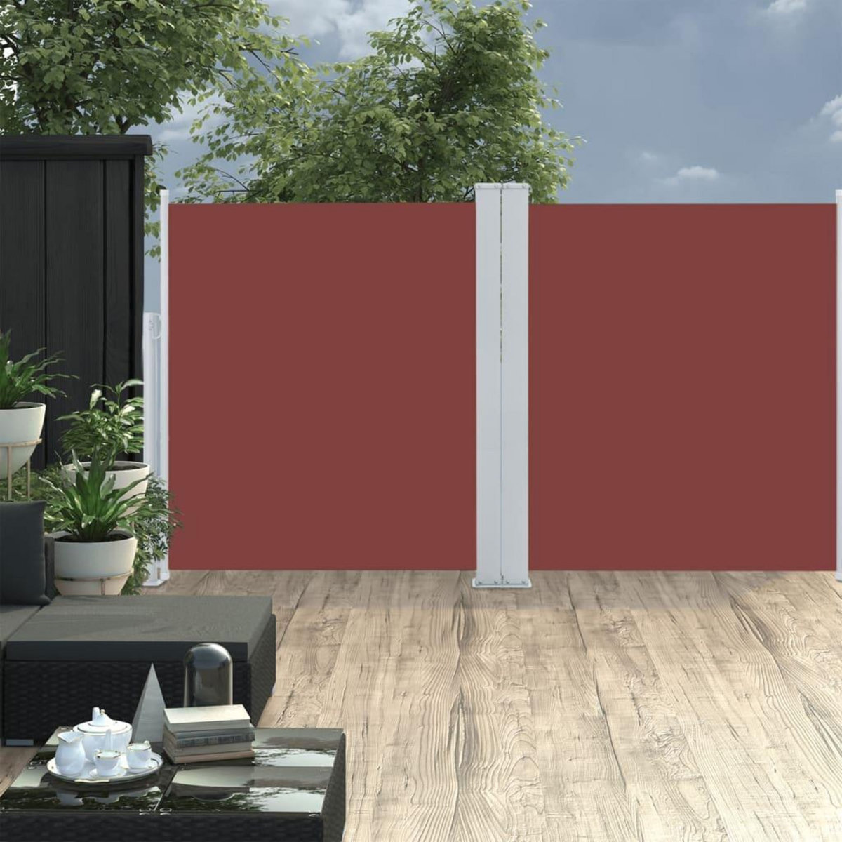 VIDAXL Auvent lateral retractable Marron 140 x 600 cm