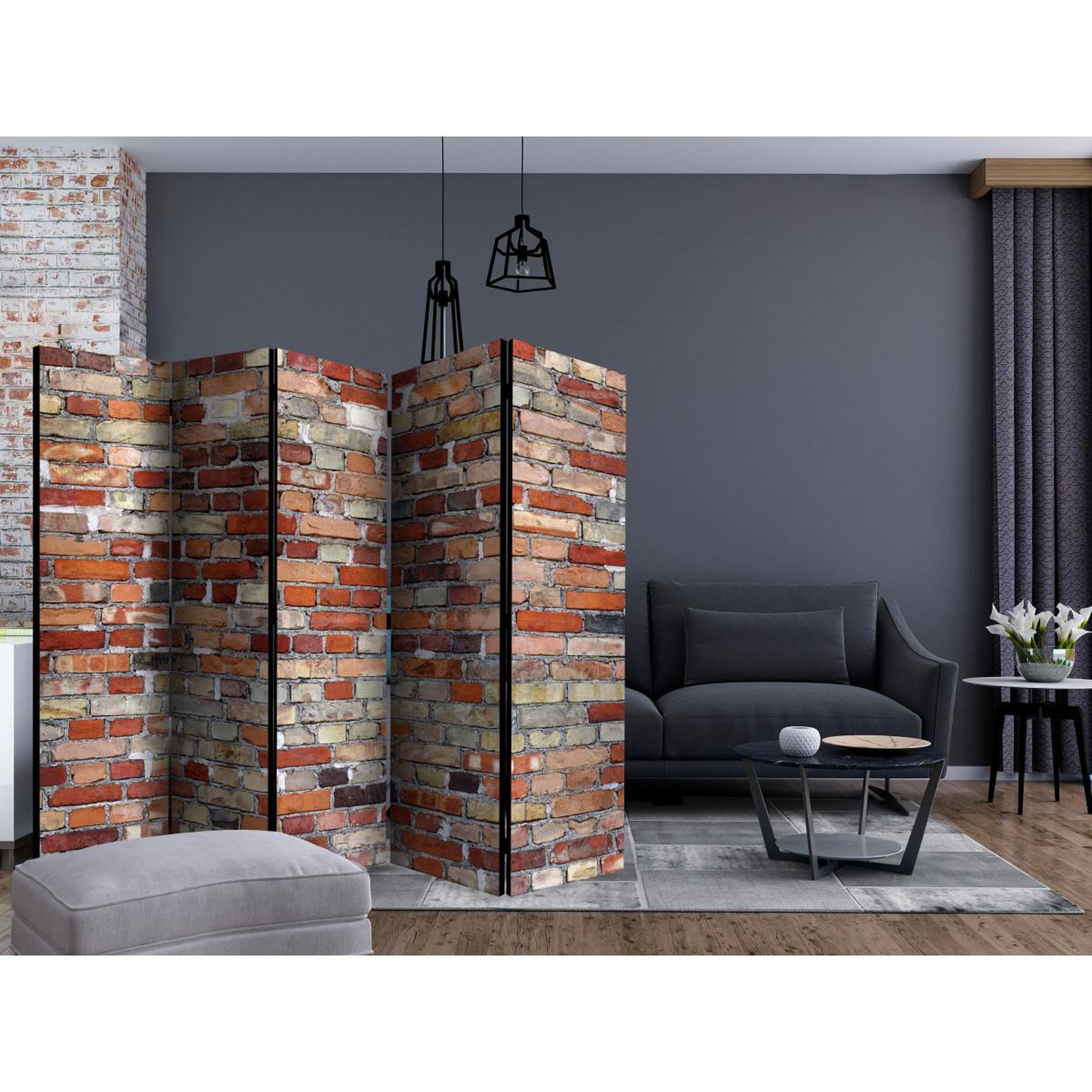 Voir la diapositive 2 : Paris Prix Paravent 5 volets  urban brick  172x225cm