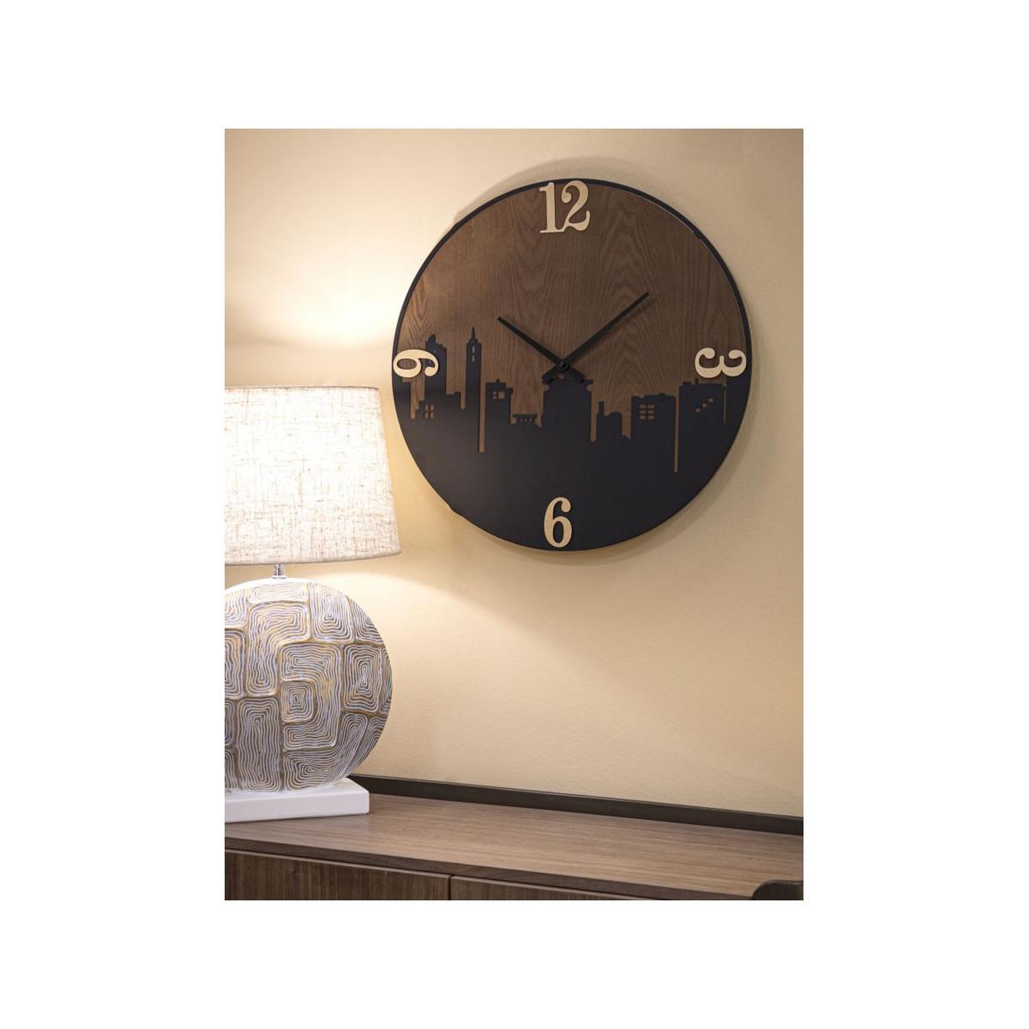 Voir la diapositive 5 : Paris Prix Horloge murale design  city  60cm marron & noir