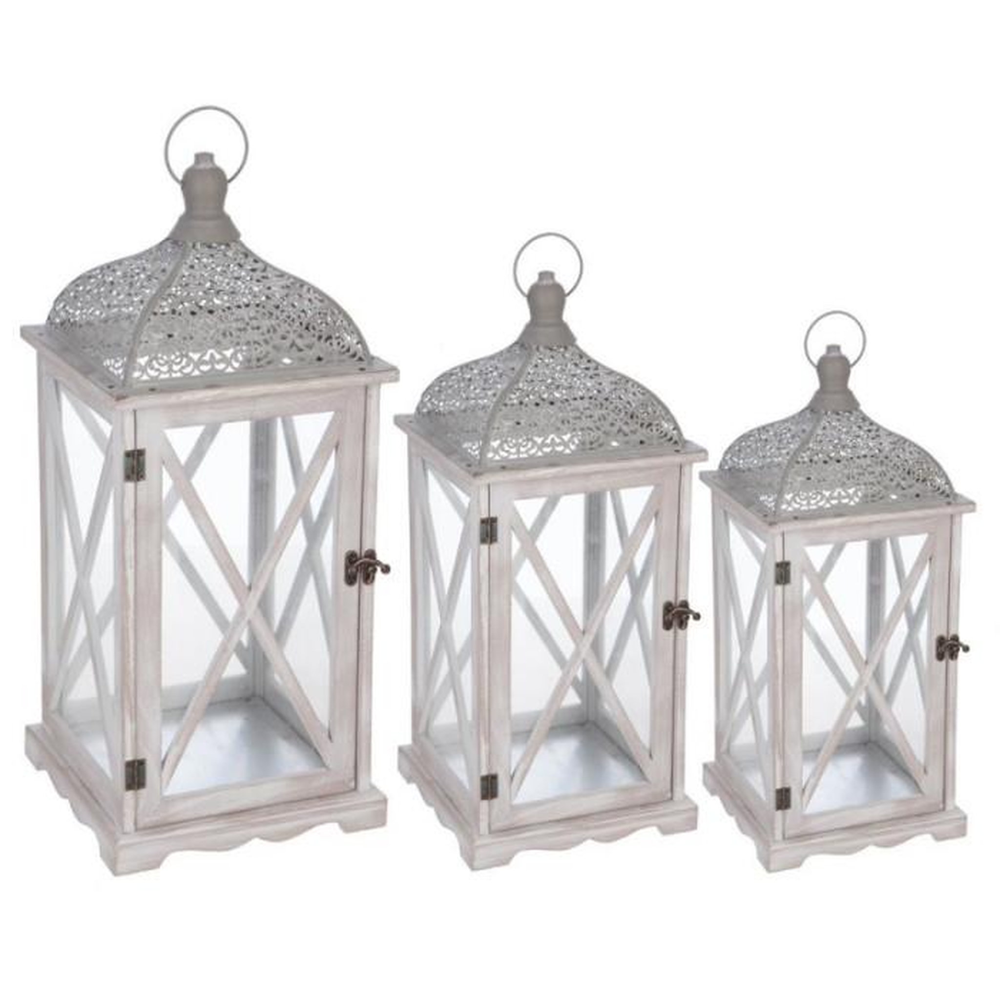 Voir la diapositive 1 : ATMOSPHERA Lot de 3 Lanternes  Folkdream  66cm Gris