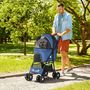 Voir la diapositive 2 : PAWHUT Poussette pliable pour chien chat - 4 roues doubles, 2 freins, attache, coussin inclus - acier Oxford bleu