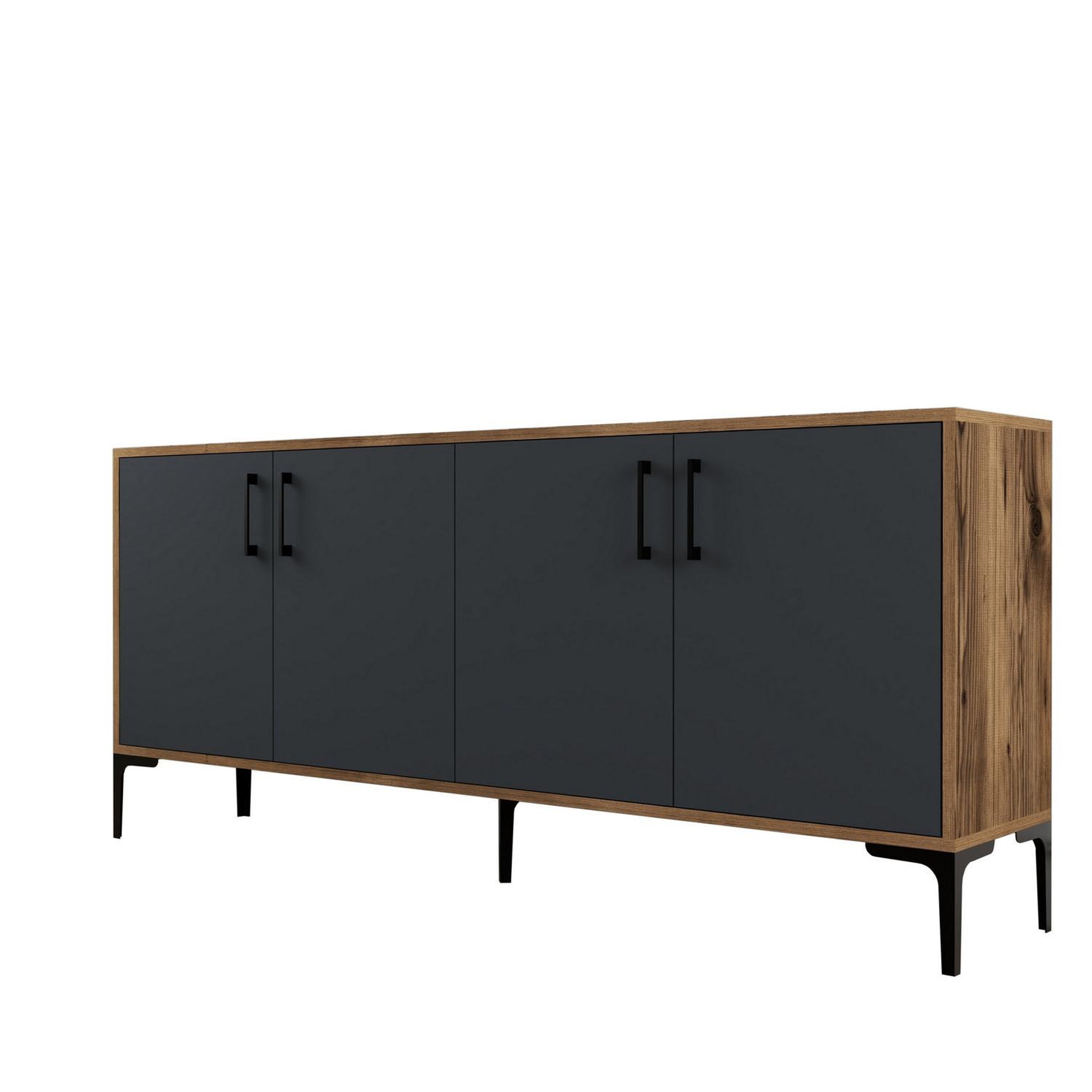 Habitat et Jardin Buffet en bois  kiev  - 180 x 35 x 78 cm - gris anthracite