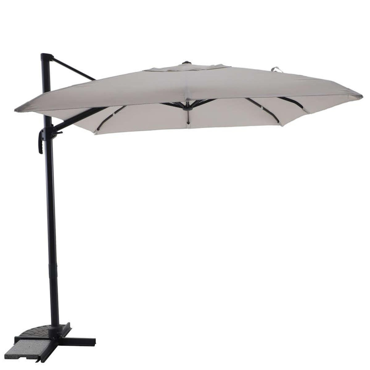 JARDIDECO Parasol déportée carré inclinable 5 positions Ecru chiné - 3 x 3 m - Jardideco