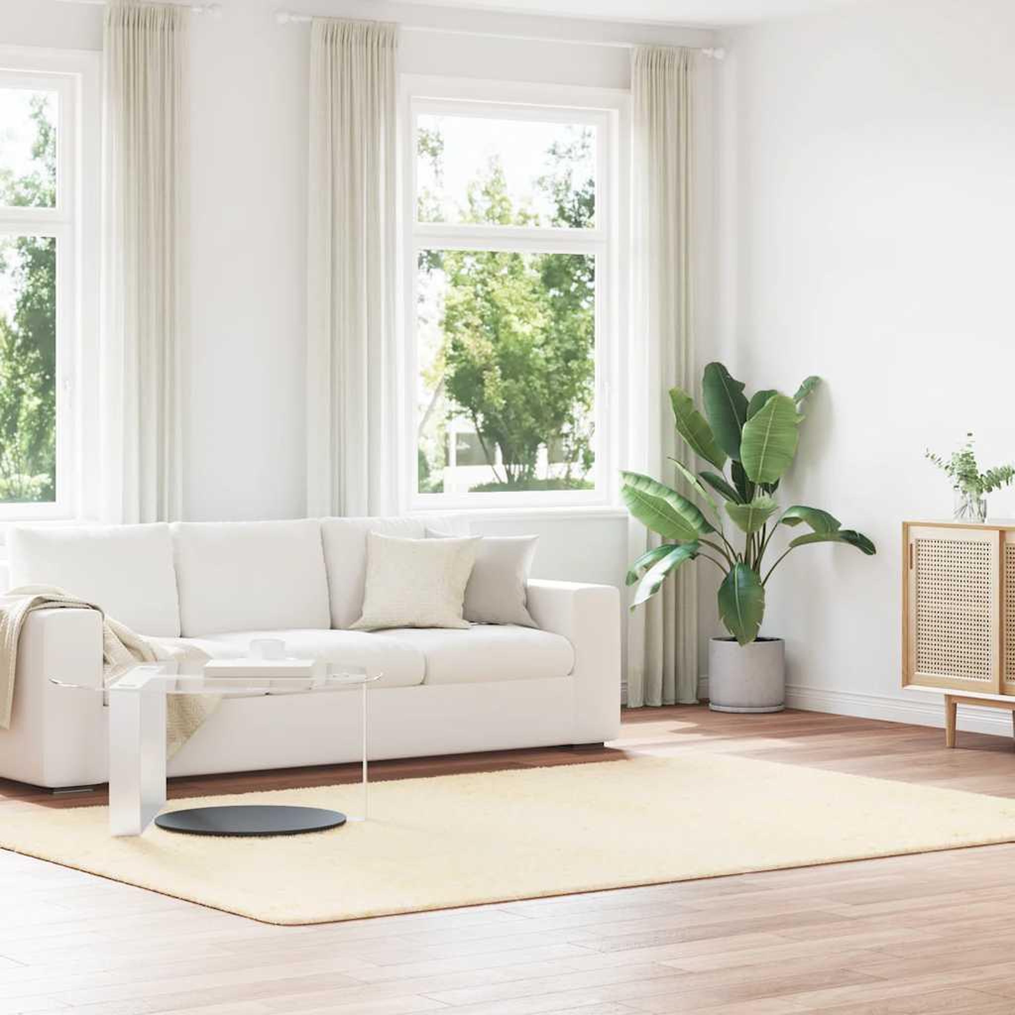 VIDAXL Tapis Shaggy a poils longs NAVARRA creme 200x290 cm polyester