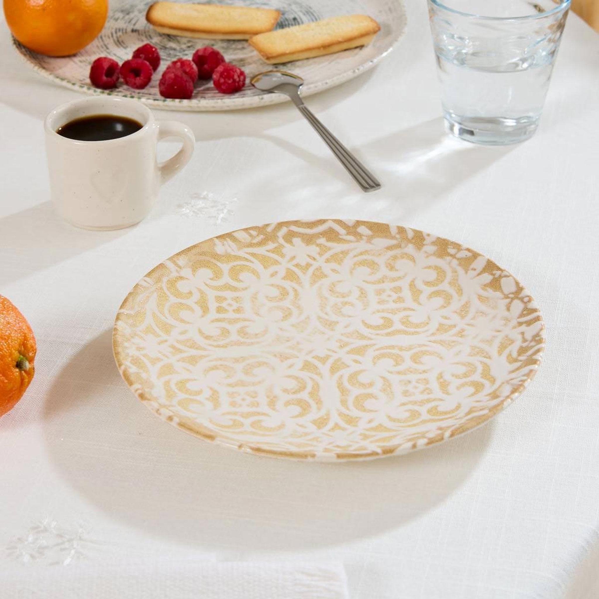 Voir la diapositive 3 : SECRET DE GOURMET Lot de 6 assiettes à dessert  anna  19cm crème