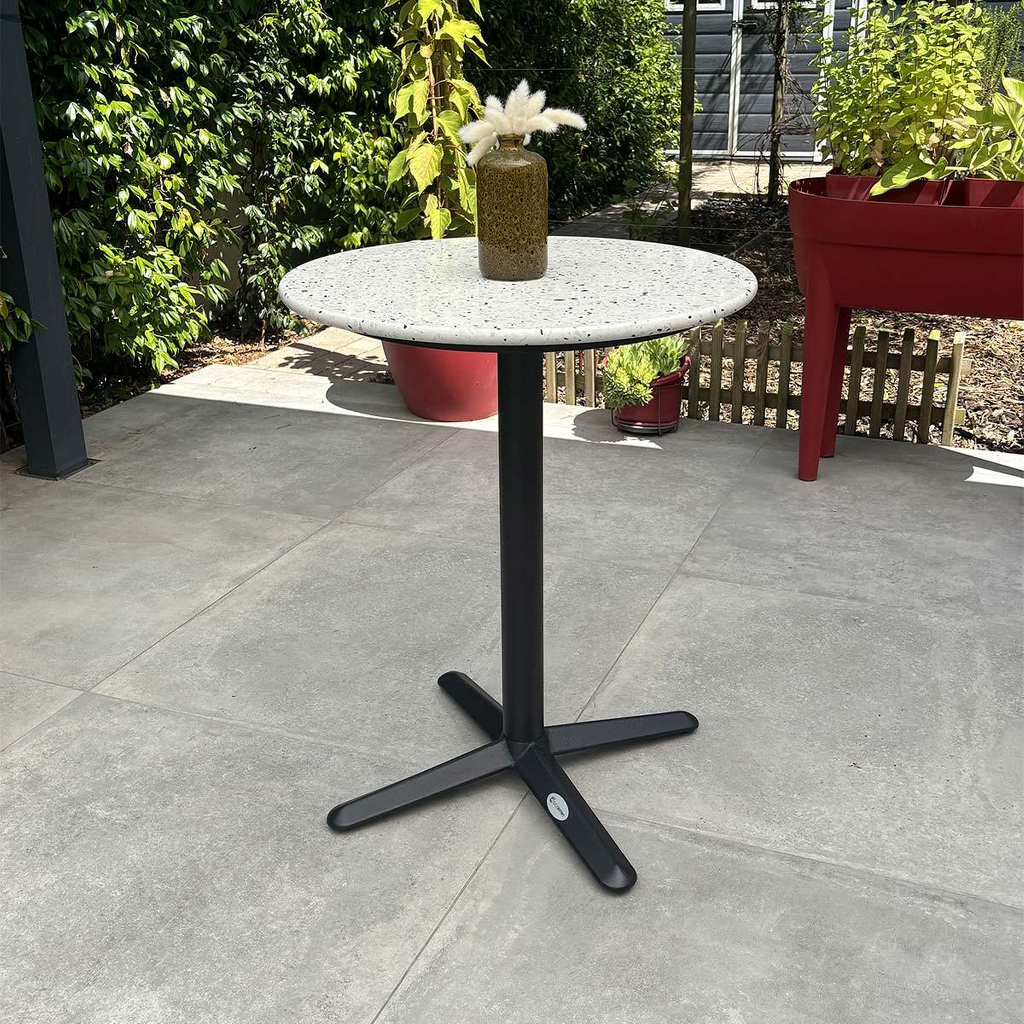 Voir la diapositive 2 : Paris Prix Table de jardin ronde en terrazzo  bistro  60cm blanc
