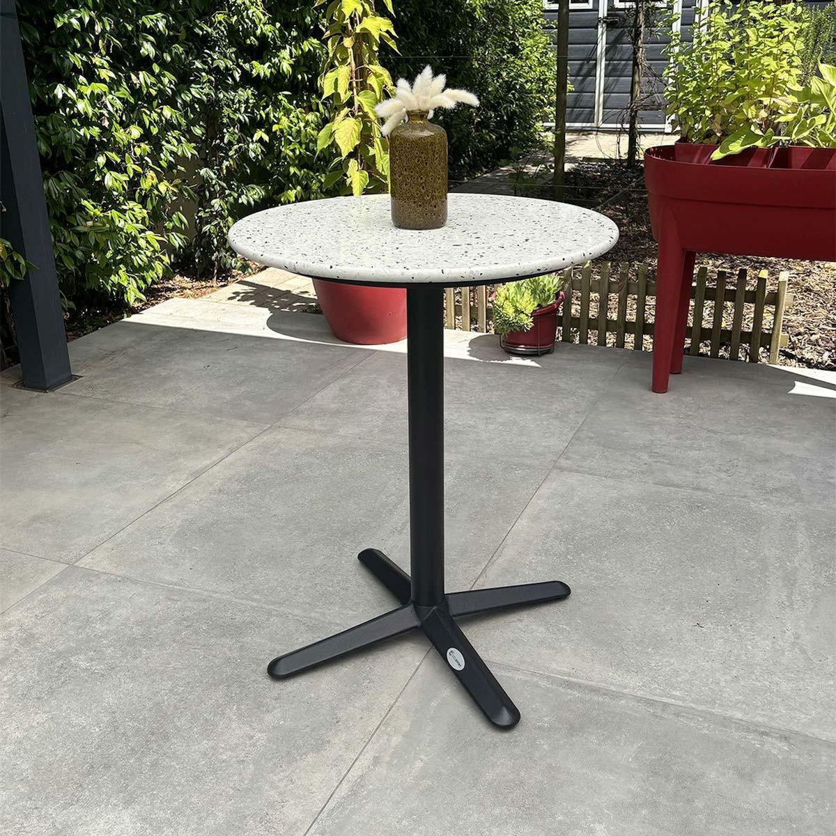 Paris Prix Table de Jardin Ronde en Terrazzo  Bistro  60cm Blanc