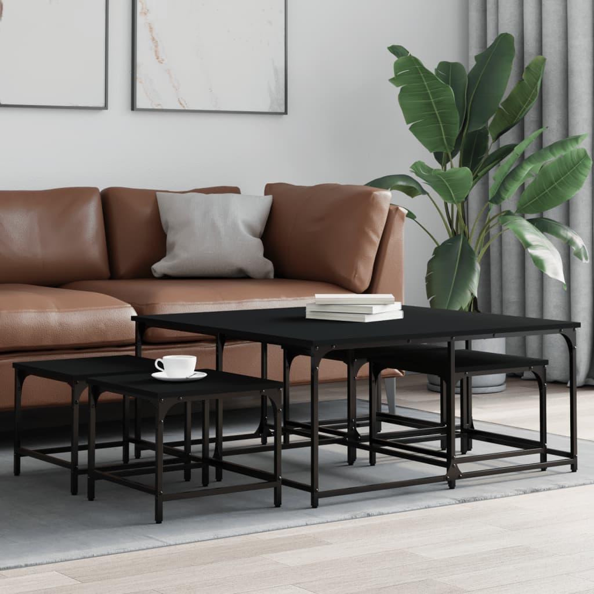 VIDAXL Tables basses gigognes 5 pcs noir bois d'ingenierie