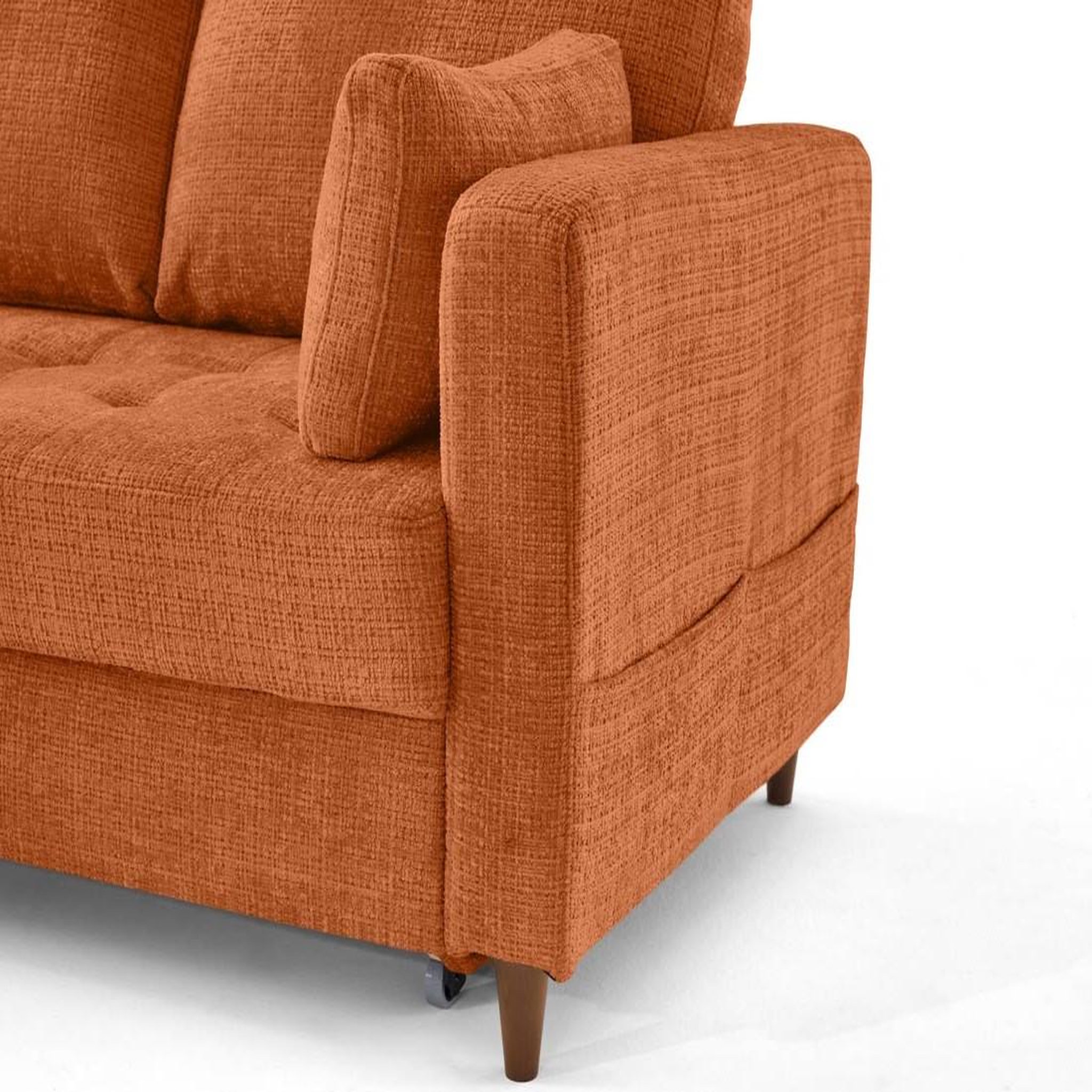Voir la diapositive 6 : BEST MOBILIER Anna - canapé d'angle gauche 5 places convertible en velours texturé