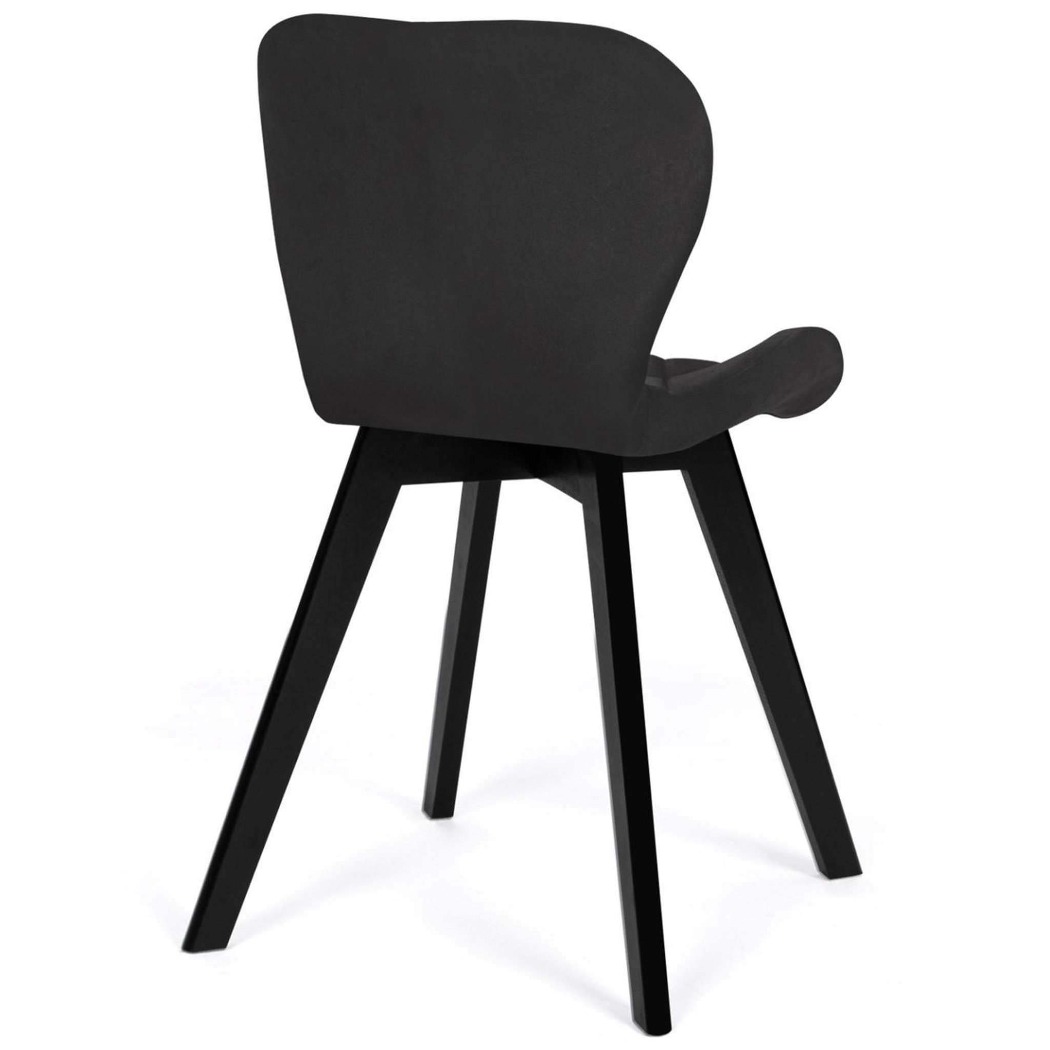 Voir la diapositive 3 : ID MARKET Lot de 4 chaises robine en velours noir pieds noirs