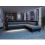 Voir la diapositive 2 : Canapé d'angle 4-5 places avec LED - TOMY- Simili Noir, microfibre Grise - Angle droit