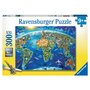 RAVENSBURGER Puzzle 300 pièces XXL - Carte des monuments du monde
