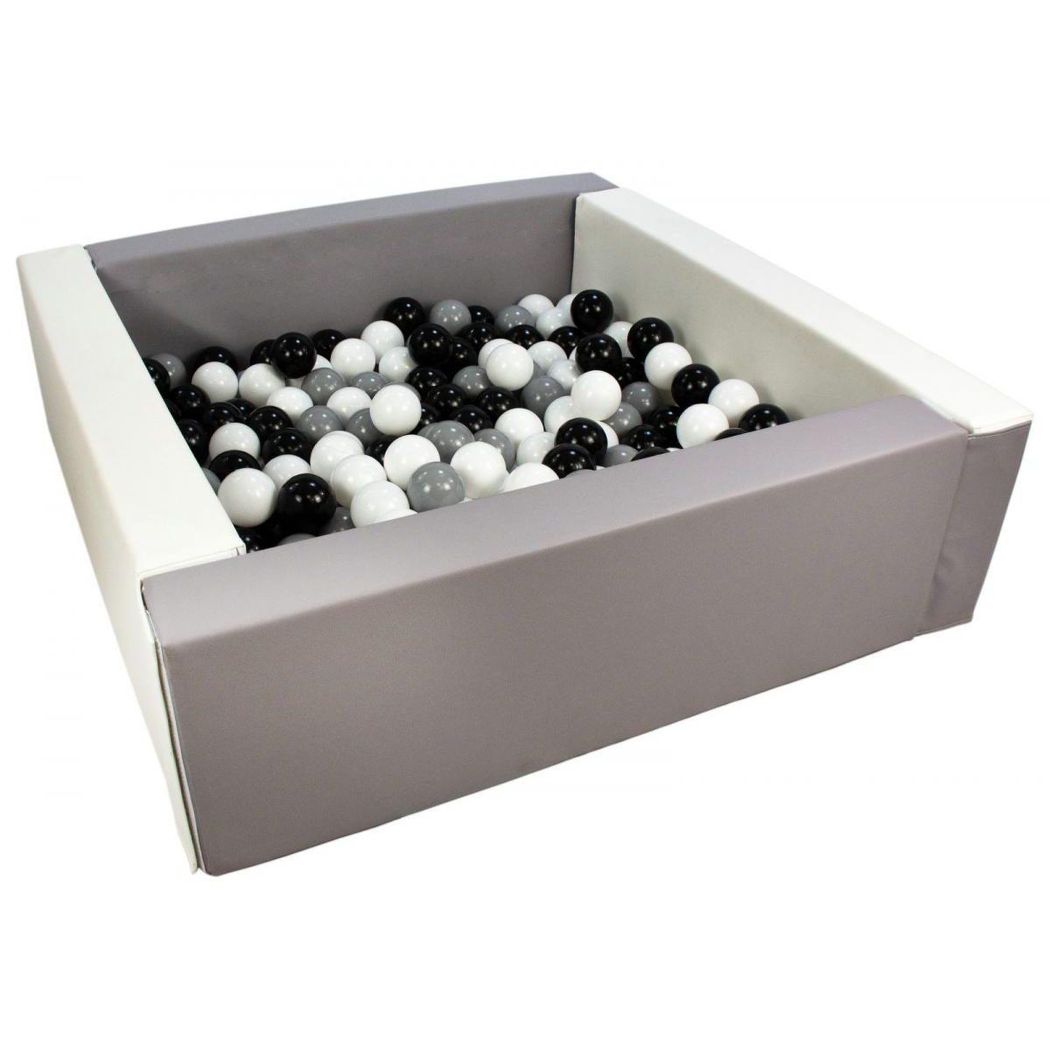 VELINDA Piscine à balles carrée avec 200 balles - blanc, gris/noir, blanc, gris