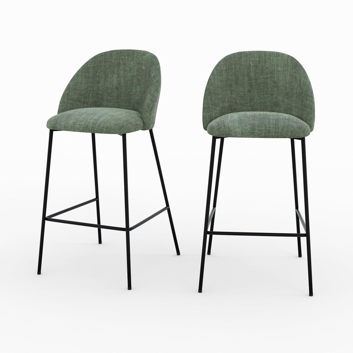Rendez vous déco Lot de 2 chaises pour ilot central 66,5 cm en tissu vert sapin-Karl