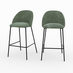 Rendez vous déco Lot de 2 chaises pour ilot central 66,5 cm en tissu vert sapin-Karl