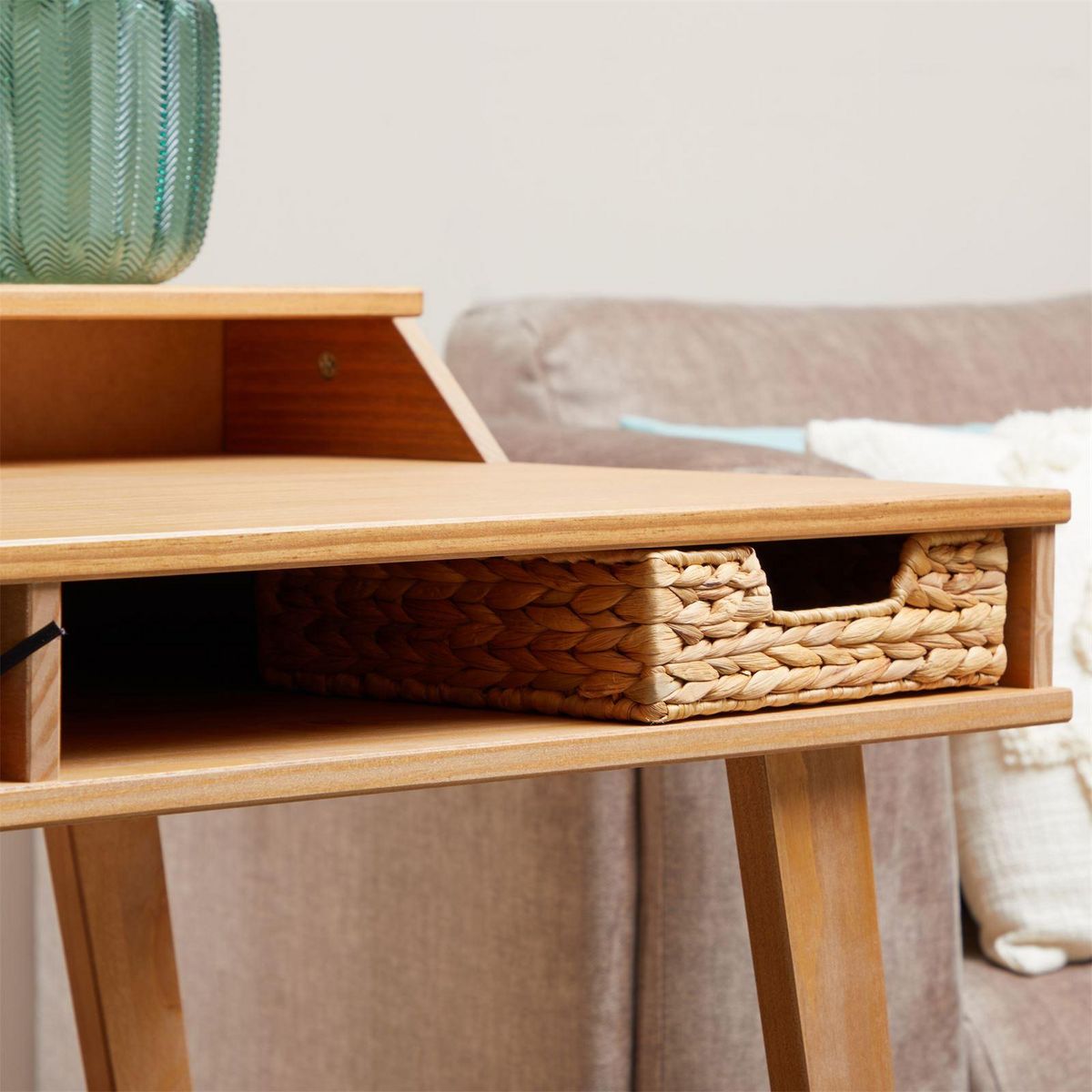 IDIMEX Bureau secrétaire LUNA avec niches, en pin massif