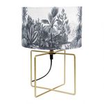 OSTARIA Lampe pied métal doré abat-jour gravure