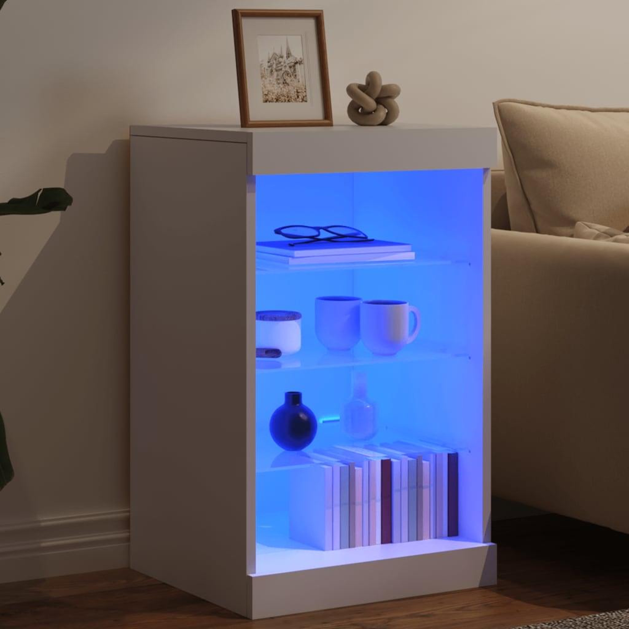 Voir la diapositive 4 : VIDAXL Buffet avec lumieres LED blanc 41x37x67 cm