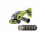 ryobi pack ryobi meuleuse d'angle brushless 18 v one+ - sans batterie ni chargeur r18ag7-0 - kit 6 disque