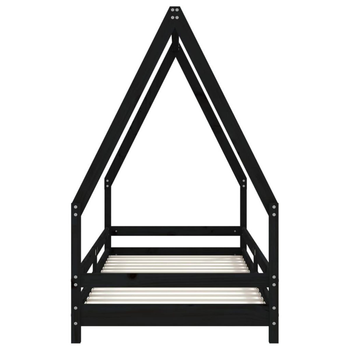 VIDAXL Cadre de lit pour enfants noir 90x200 cm bois de pin massif