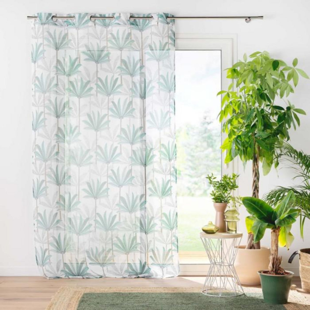 Paris Prix Rideau Voilage à Œillets  Oasis  140x240cm Vert