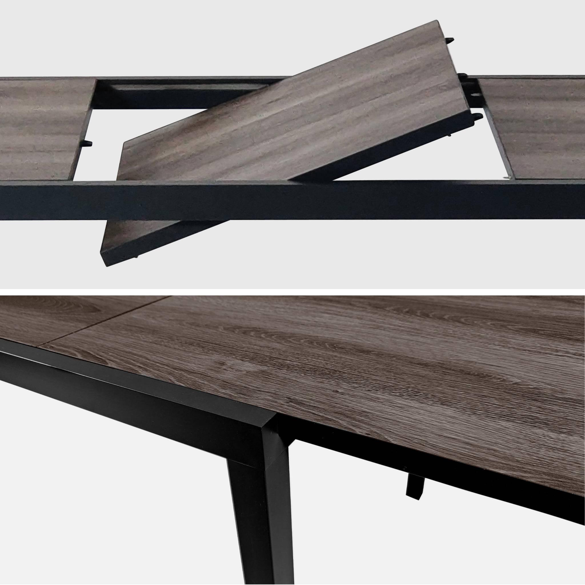 Voir la diapositive 4 : SWEEEK Table de jardin NASHVILLE extensible 160/240cm 8 places plateau effet bois foncé structure aluminium