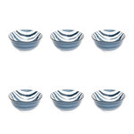 SECRET DE GOURMET Lot de 6 Bols en Porcelaine  Umami Rayure  15cm Bleu