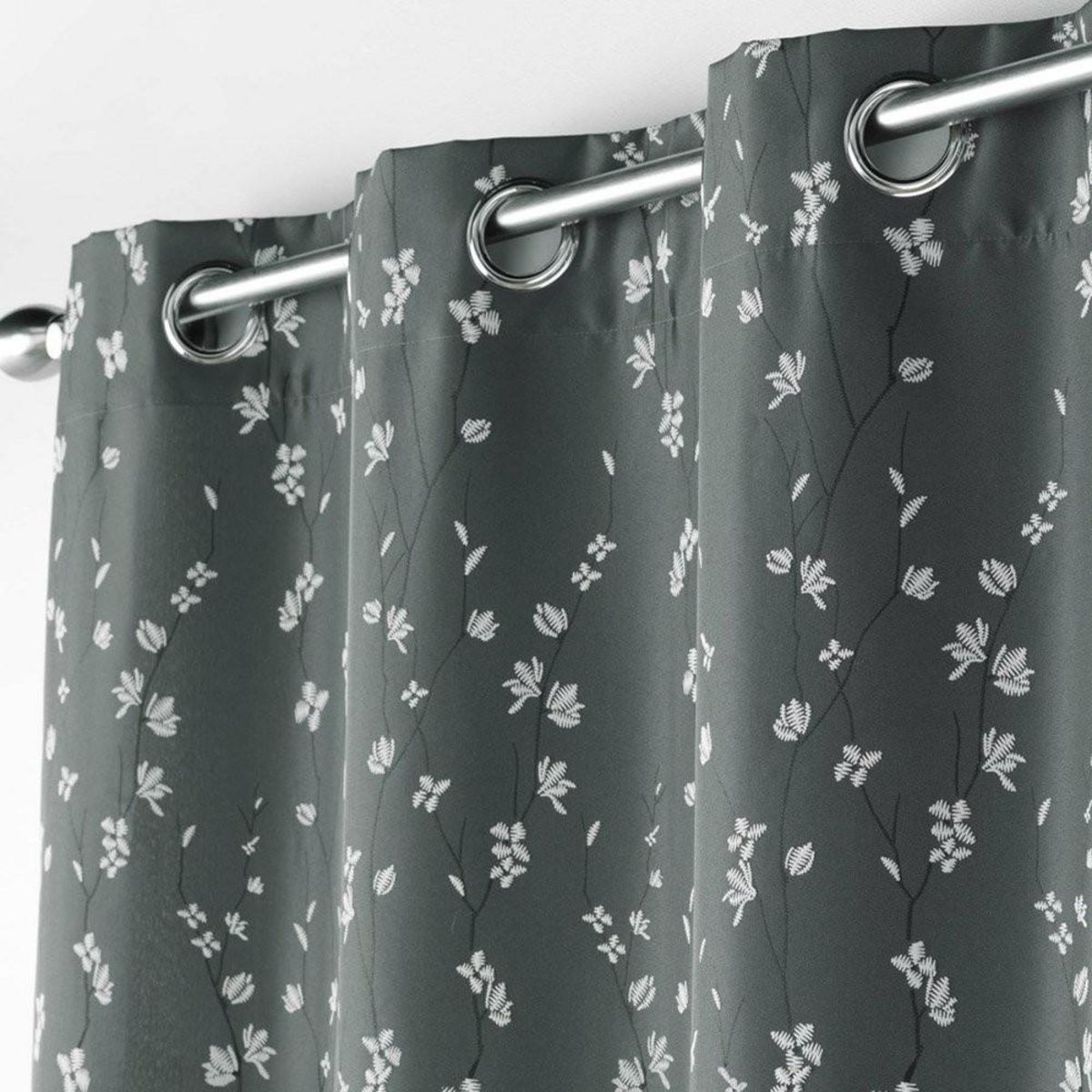 Douceur d'Intérieur Rideau à œillets 140x260 Sakura anthracite